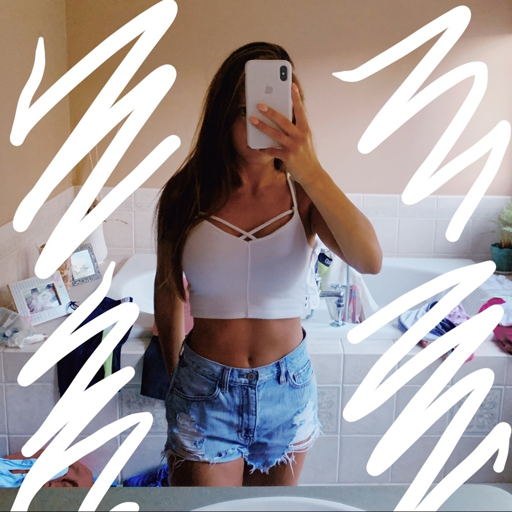 SALE White Crop Tank Top